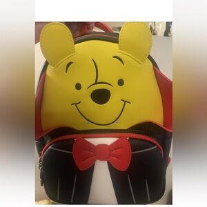 Loungefly Yellow Winnie-Style Kids Backpack with Red Bow Accent